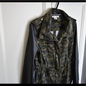 Camo & Leather Utility Jacket